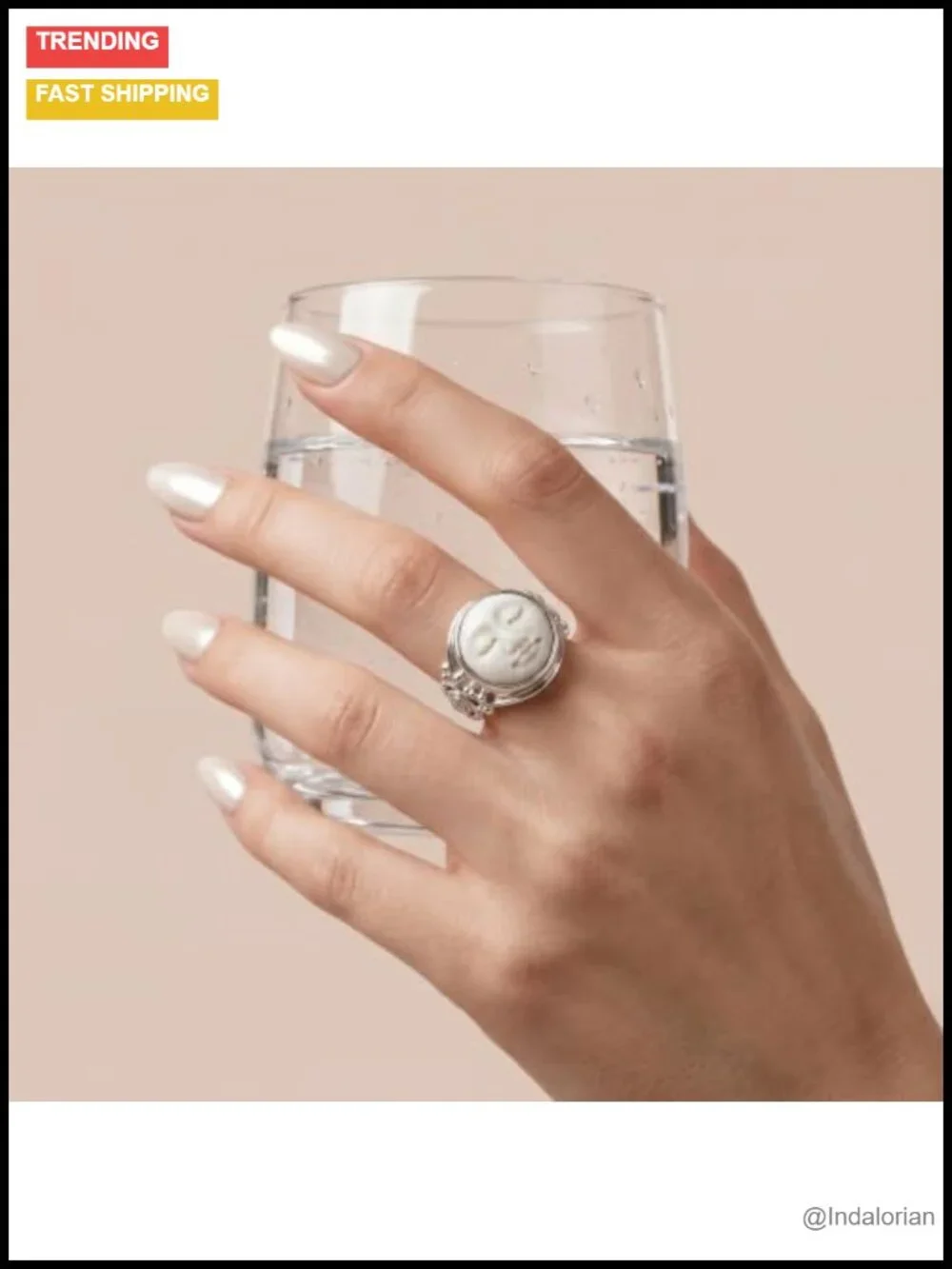 Handcrafted Sterling Silver Signet Ring Artisan Moon Face Cocktail